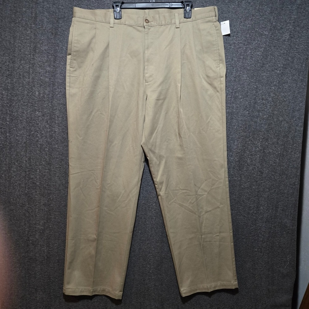 Brooks Brothers Sport Wrinkle Free Chino Pants Men's 42x32 Beige Pleated USA NWT